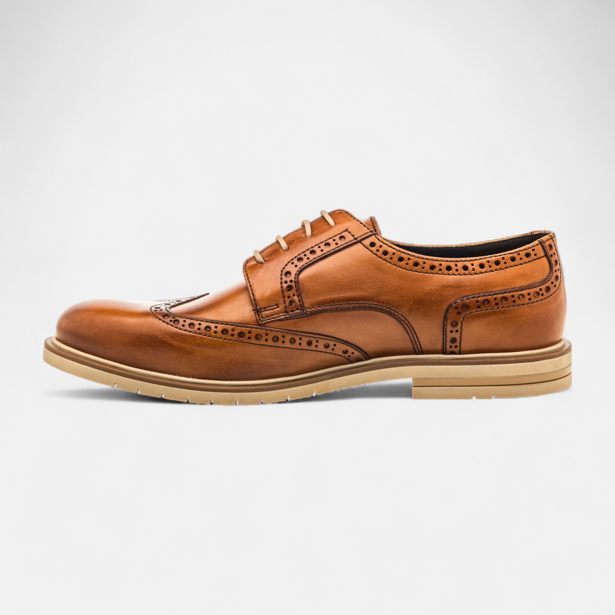 Derbies Homme en cuir cognac