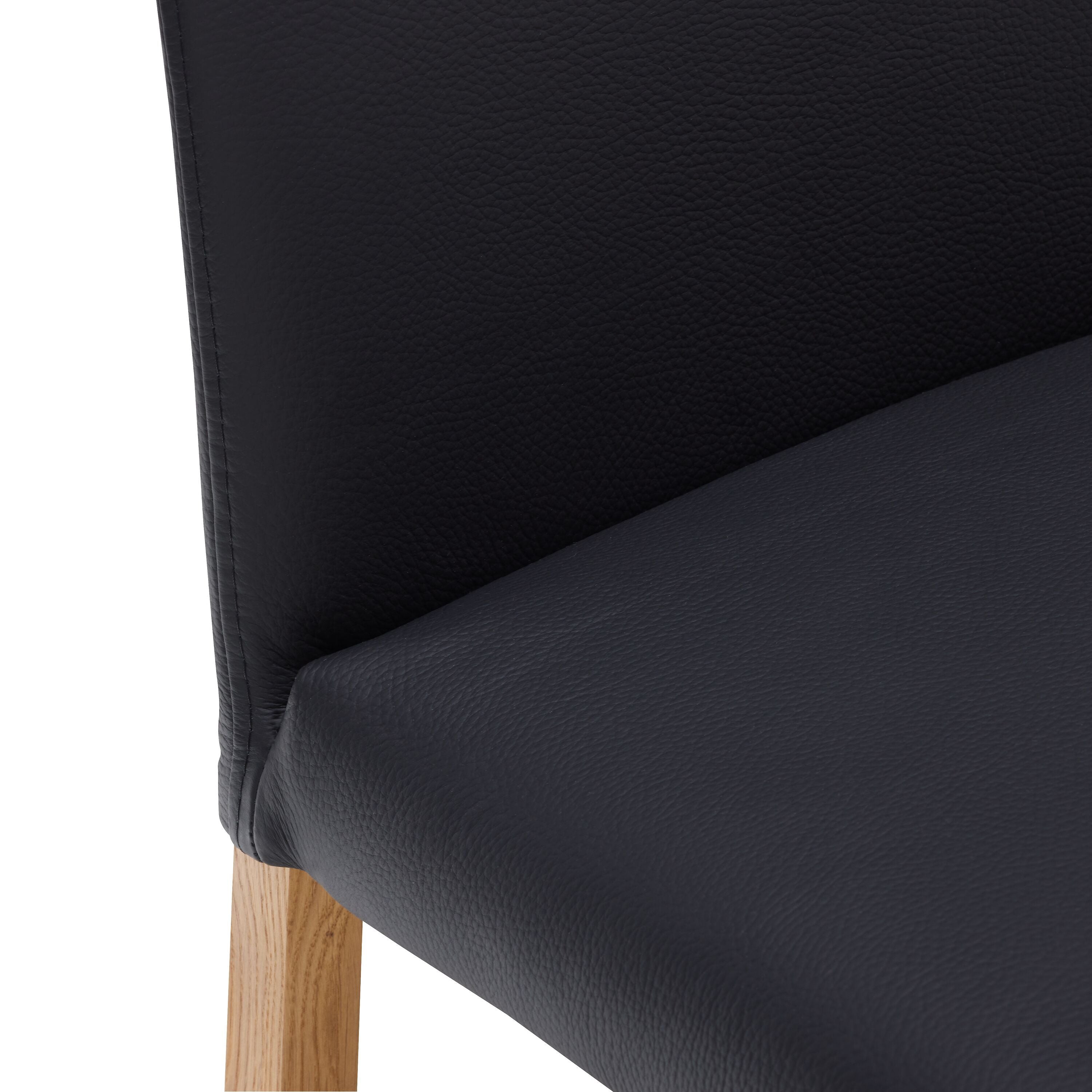 SIENA o.AL. Leder schwarz/4-Fuss Eiche n - Schwarz / B: 51.0 cm x T: 44.0 cm x H: 86.0 cm