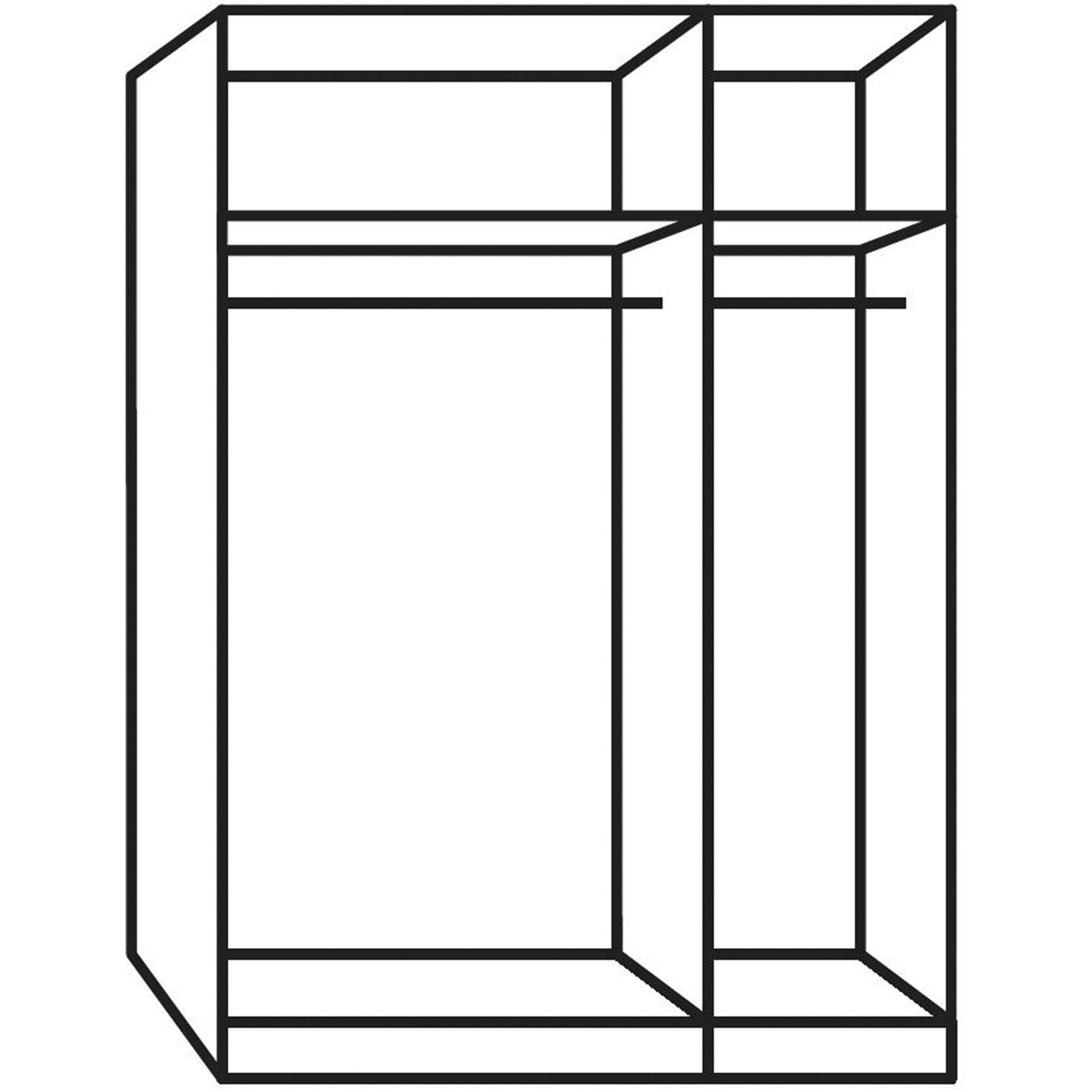 Schwebetürenschrank Schweizer 104 Eiche Natur weiss 253 x 215 x 65 cm, 253 cm