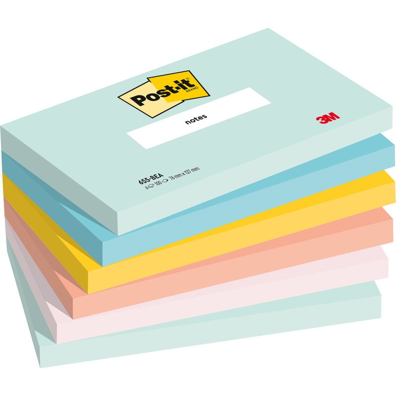 Notes repositionnables couleurs Beachside Post-It - bloc de 100 feuilles = Pour l'achat 12 notes repositionnables, 1 sachet de M&M OFFERT
