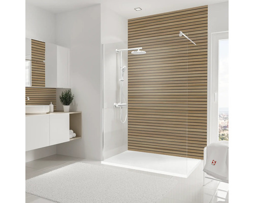 SCHULTE DecoDesign Japandi horizontaal douchewandpaneel, houtlook lariks, 255 x 150 cm, D1901525 539