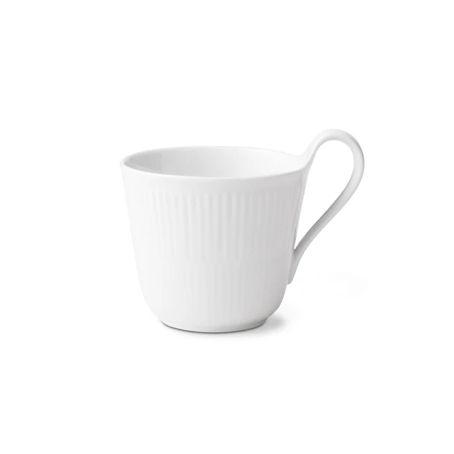 Royal Copenhagen  Hvid riflet højhankskop - 33 cl.