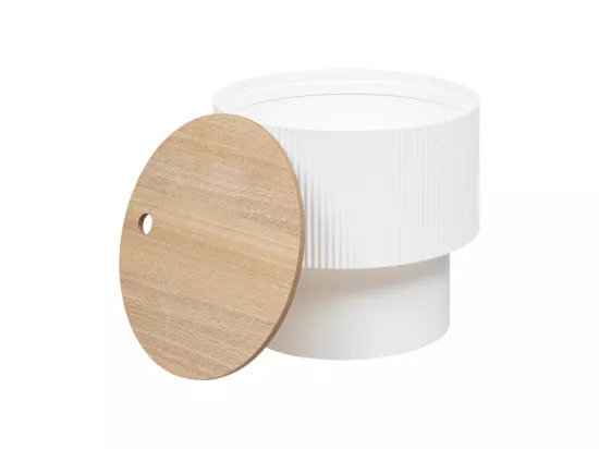 Table à Café avec Coffre de rangement en bois peint Blanc D 38,5 cm