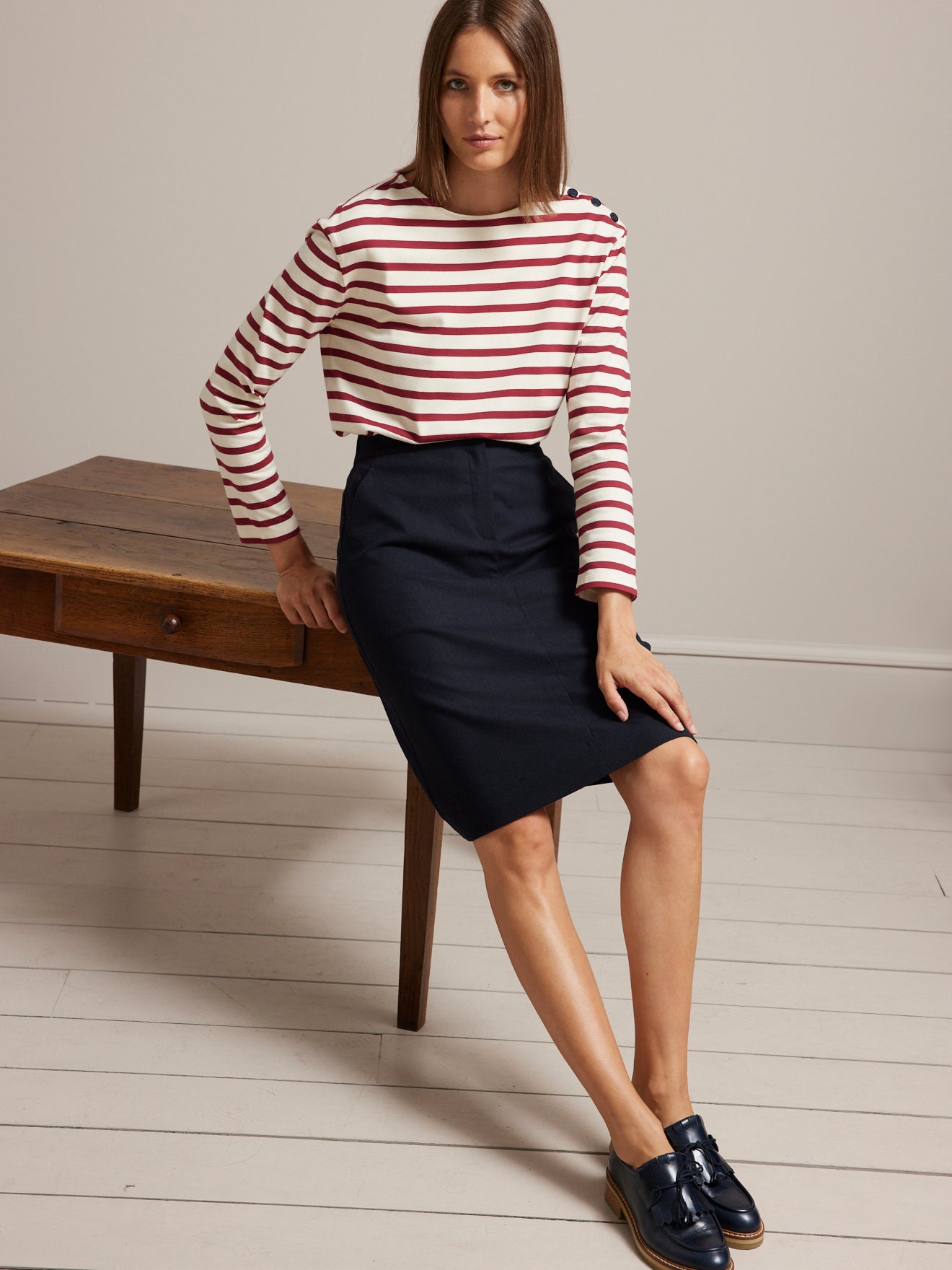 Jupe droite working lainage femme