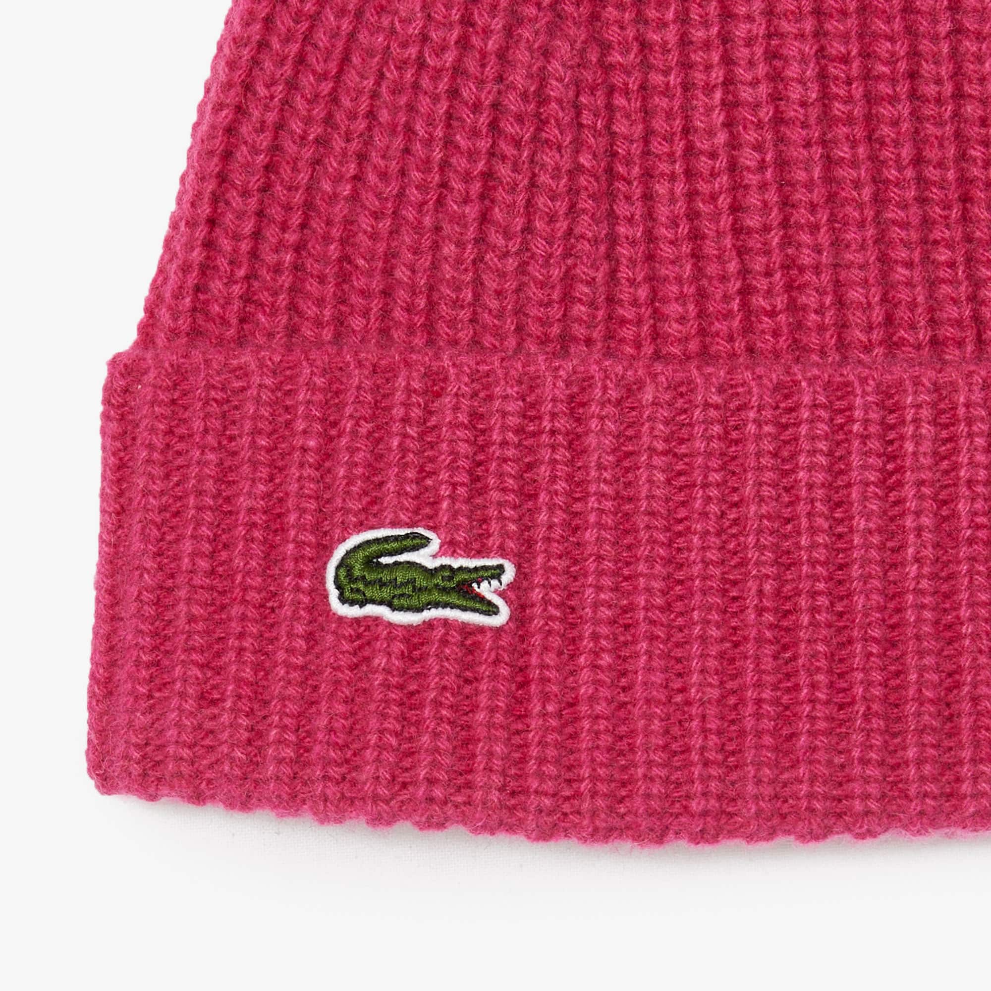 Bonnet maille côtelée en cachemire Bonnets & Gants - Rose - Lacoste - Femme