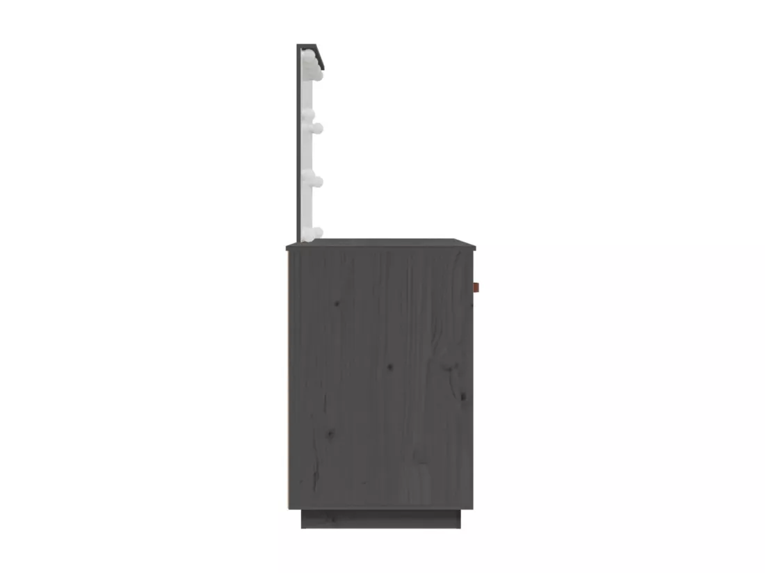 Coiffeuse avec LED Gris 95x50x133,5 cm Bois de pin massif