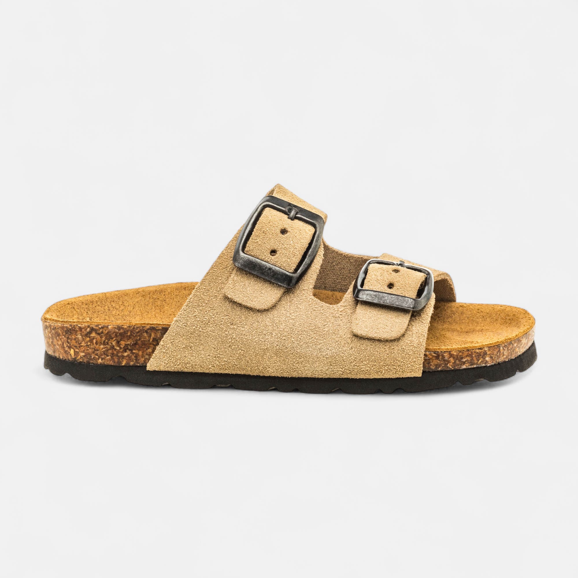 Mules semelle liège Garçon en cuir taupe