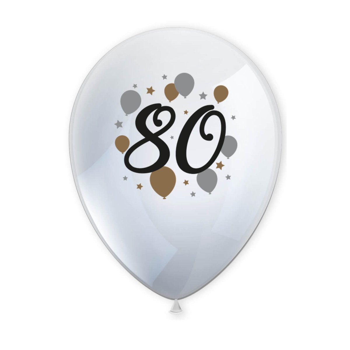 80 Jaar Ballonnen Wit Goud Leeg 27,5cm 6st