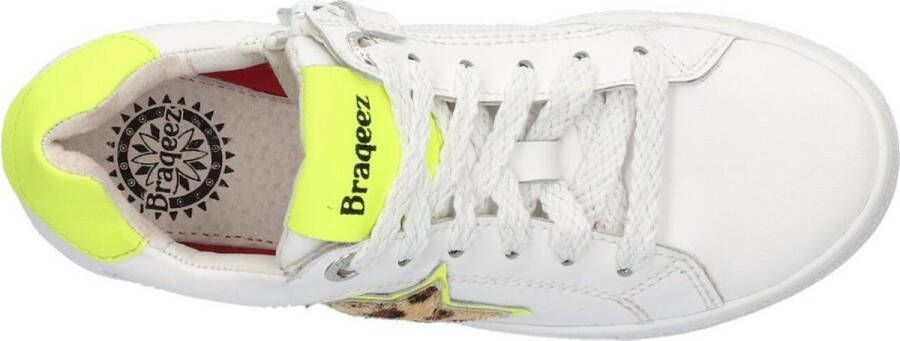 Braqeez Leigh Louwies Meisjes Veterschoenen Wit Leer Ritssluiting