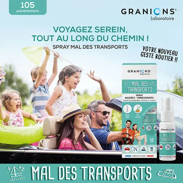 GRANIONS - Spray Anti-Enjoo para Crianças e Adultos - Anti-Náusea - 20 mL