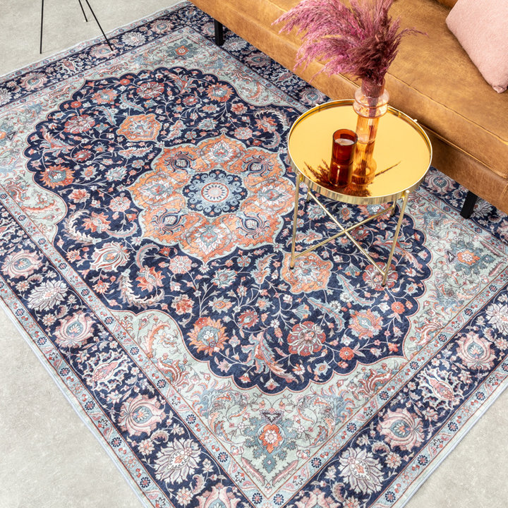 Vintage vloerkleed - Imagine Medaillon Blauw | Rijk