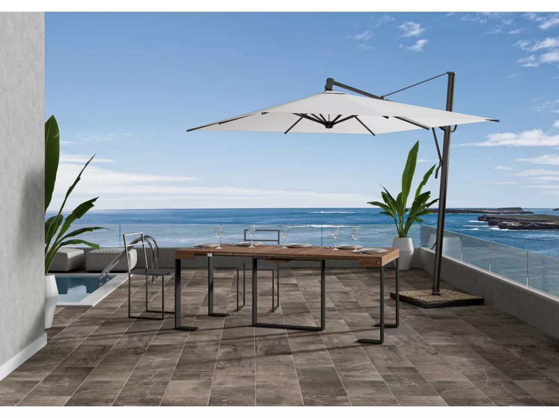 Console Extensible 90x40/190 cm Futura Small Sapin Teinté cadre Anthracite