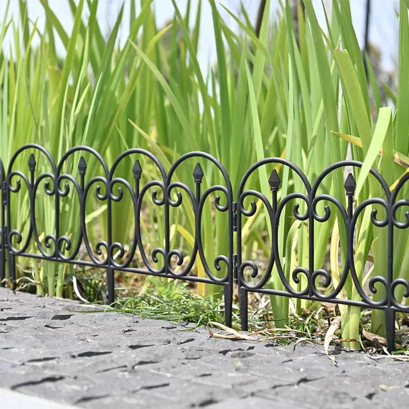 (5er Set) 58x23cm Garten Beeteinfassung Kunststoff Rasenkanten Gitter - Schwarz