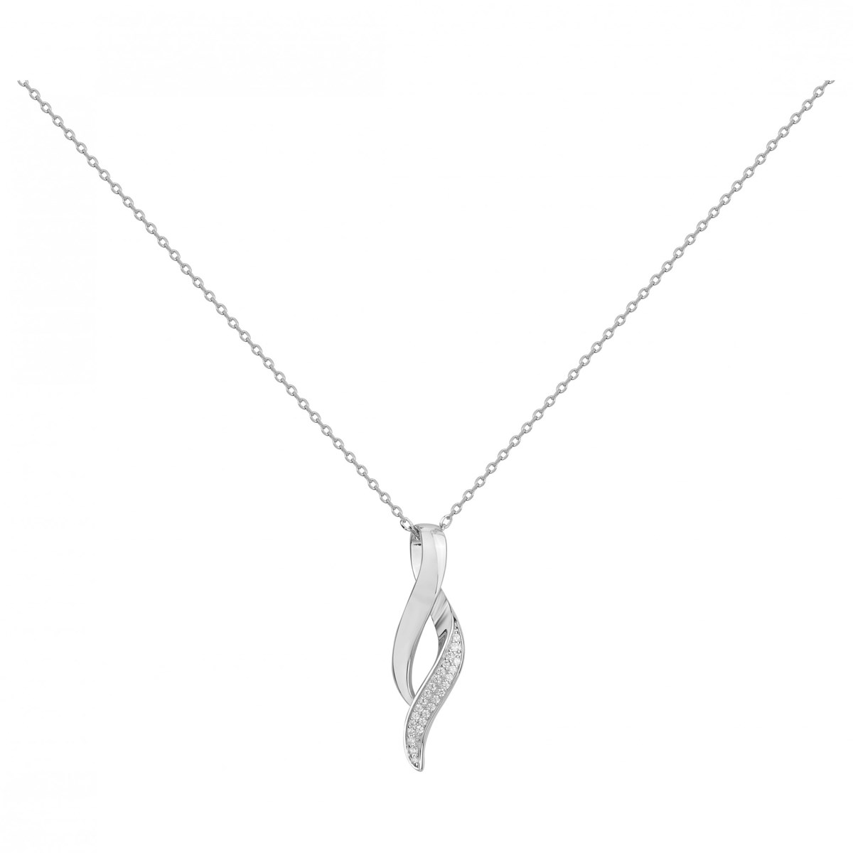 Collier mono-motif en Argent avec oxyde de zirconium blanc