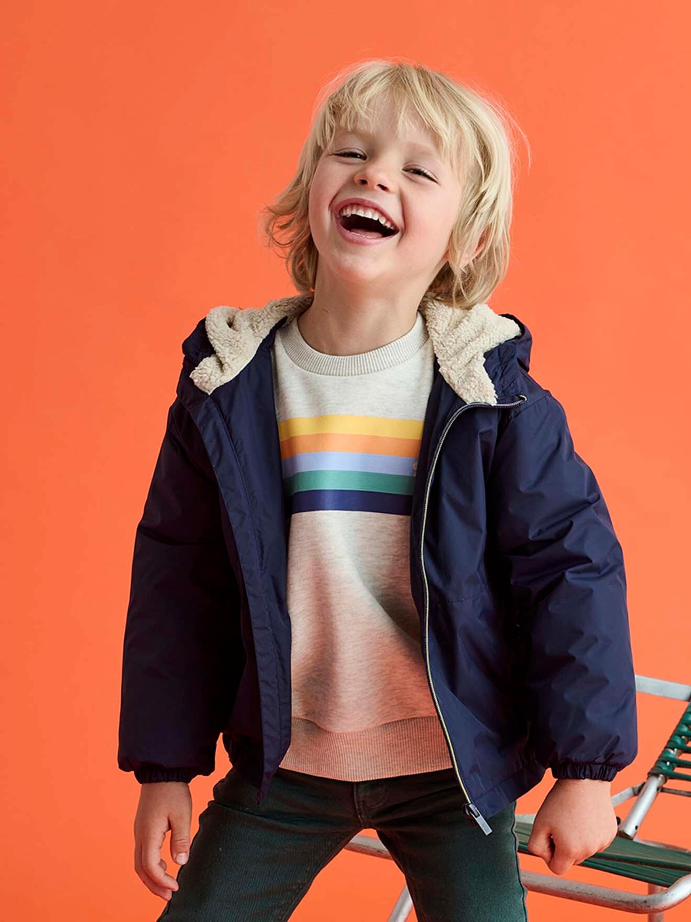 Vertbaudet Jungen Anorak mit Teddyfleece-Futter marine