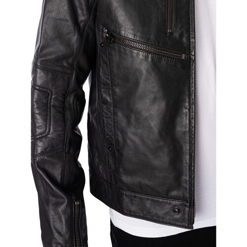 G-Star Raw - Chaqueta De Cuero Motera Negro