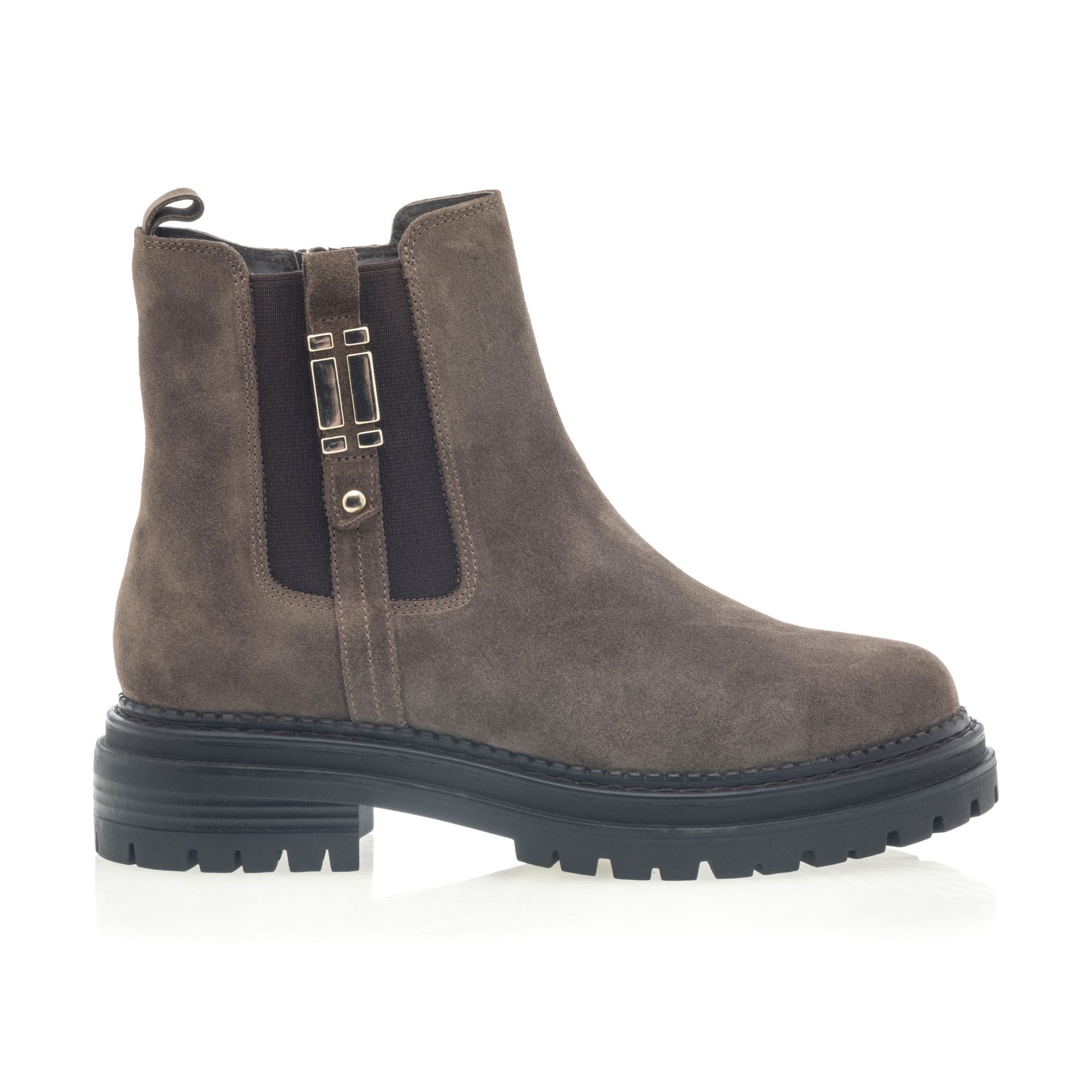 Boots chelsea Femme en cuir taupe