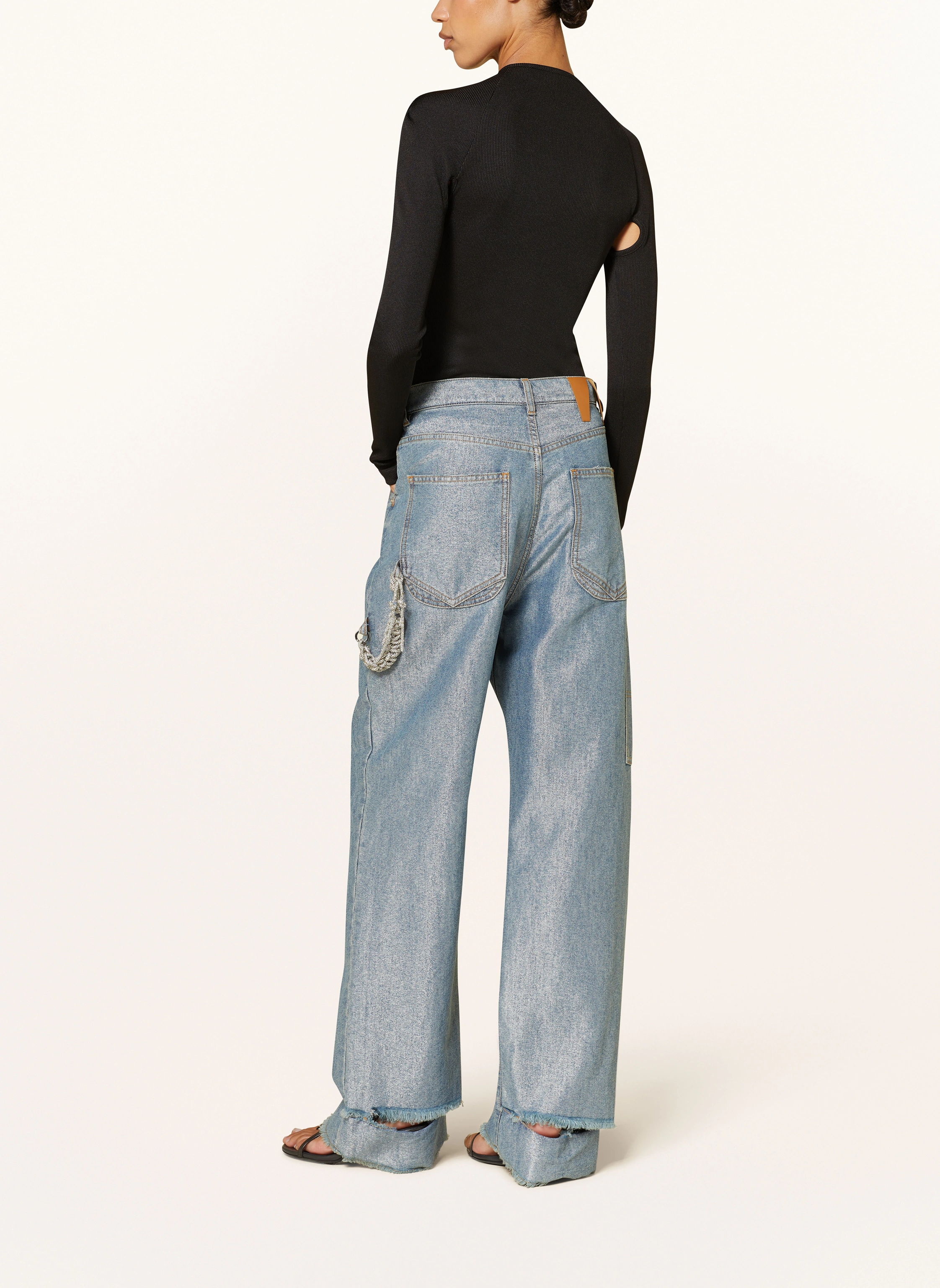 CHRISTOPHER ESBER Longsleeve mit Cut-outs und Schmucksteinen