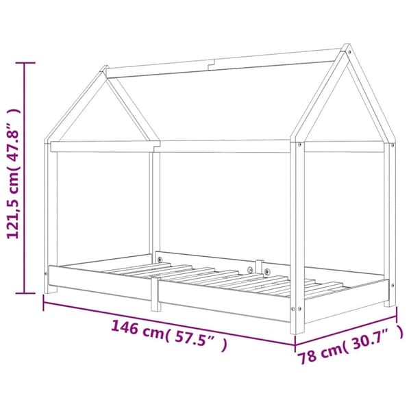 vidaXL Seng/Sengeramme barn grå heltre furu 70x140 cm change1