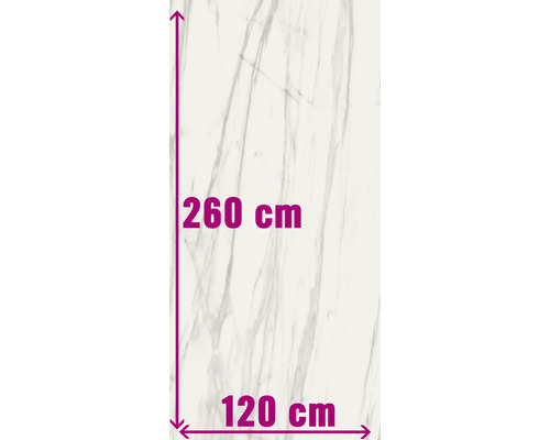 XXL porseleinen steengoed wand- en vloertegel Macael wit 120 x 260 x 0,7 cm gepolijst grijs