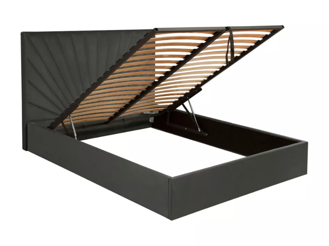 Lit coffre 180 x 200 cm - Velours - Gris anthracite + Matelas - RILIODA de Pascal Morabito