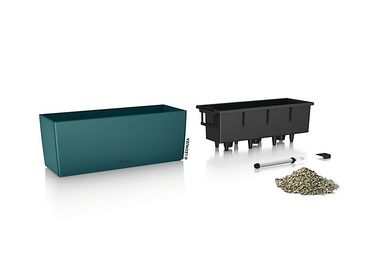 Jardinière Lechuza Color bleu pétrole 50 x 19 x h.19 cm