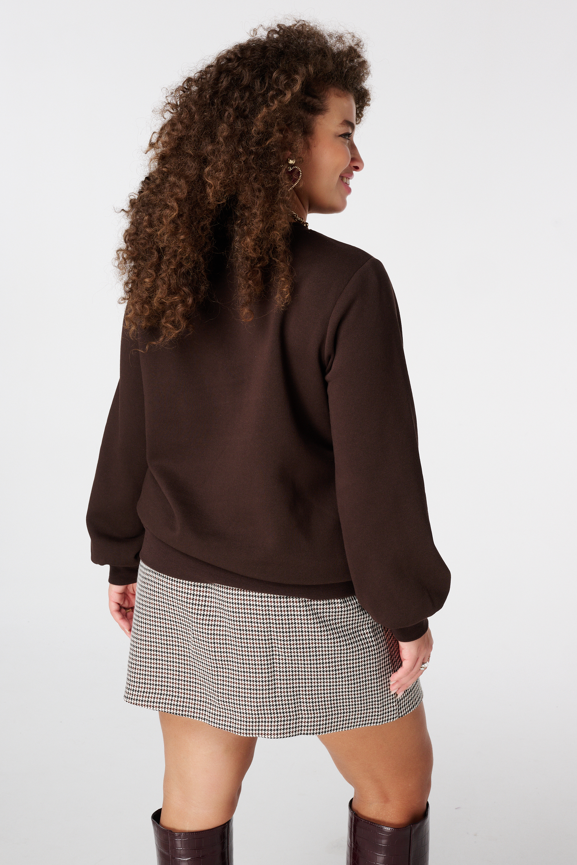 Sweater met opdruk Donker bruin