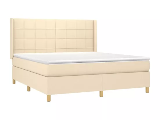 Sommier tapissier avec matelas et LED Crème 180x200 cm Tissu