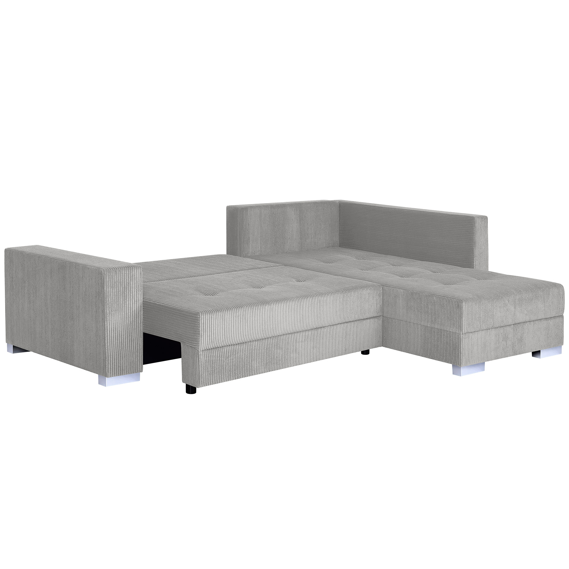 Ecksofa - dove - Cord - Liegefunktion - beidseitig montierbar