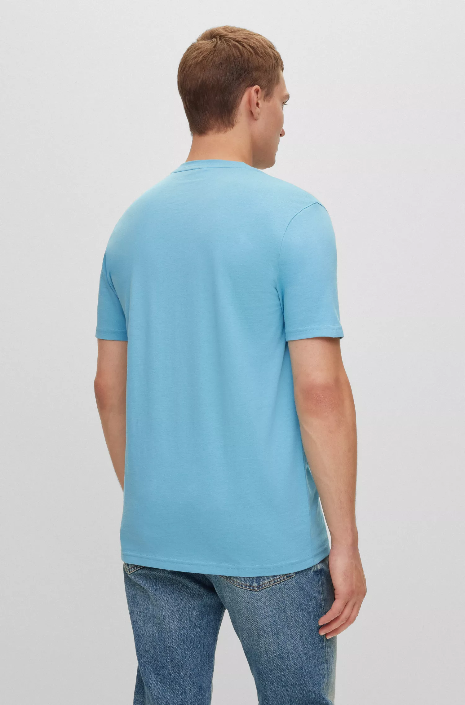 Camiseta BOSS laranja em malha de algodão com estampa da nova coleção