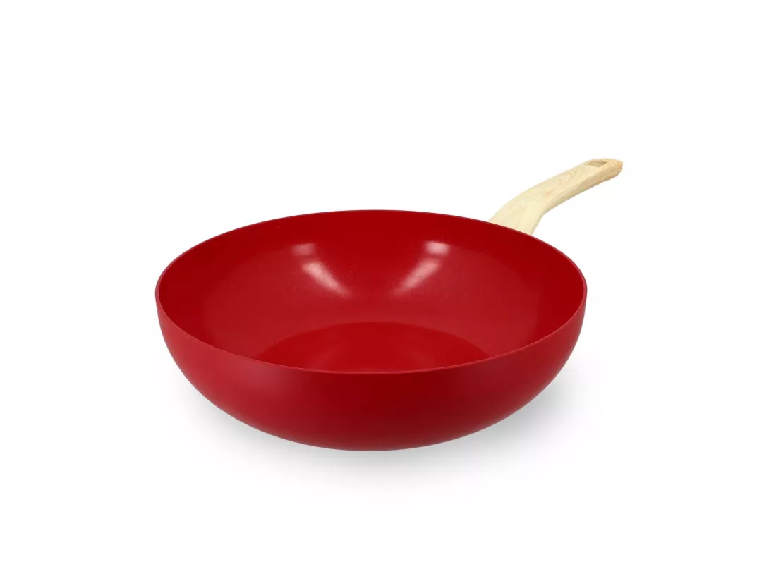 Menastyl - Wok 28cm Colorama Magenta - En Aluminium - Revetement Antiadhesif En Ceramique