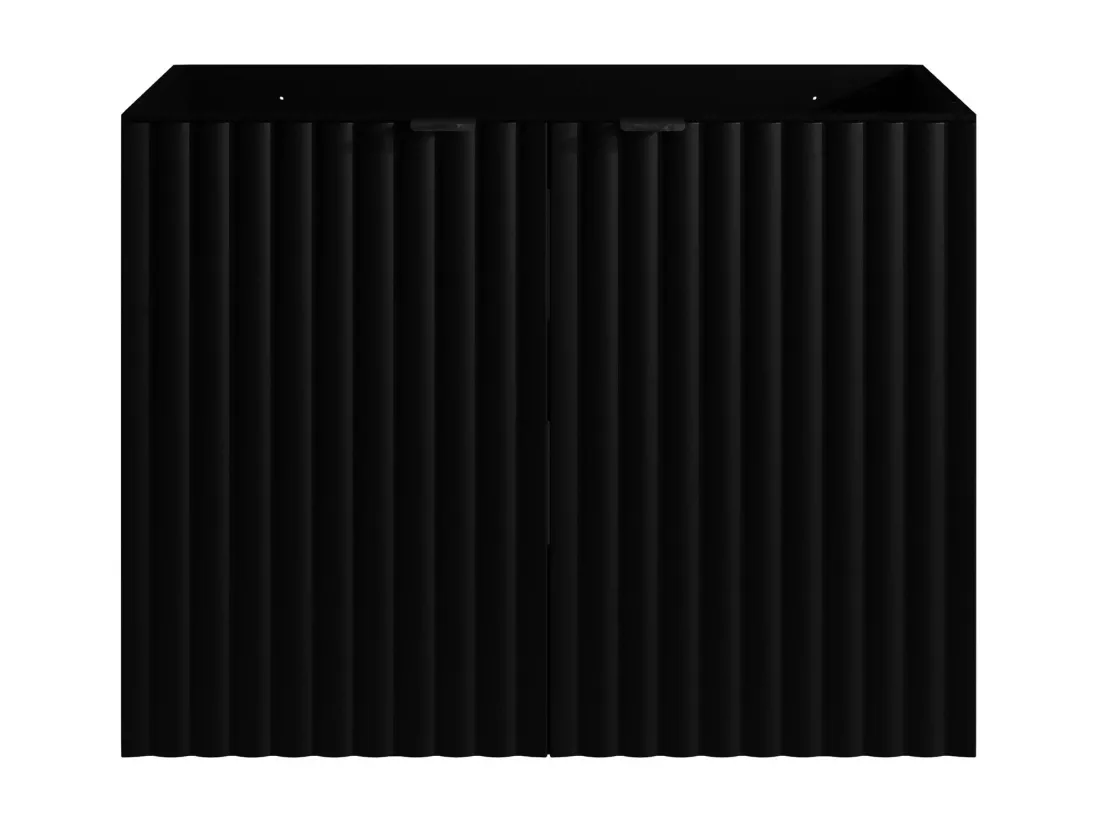 Meuble sous vasque suspendu strié - Noir - L80 cm - ZILGA