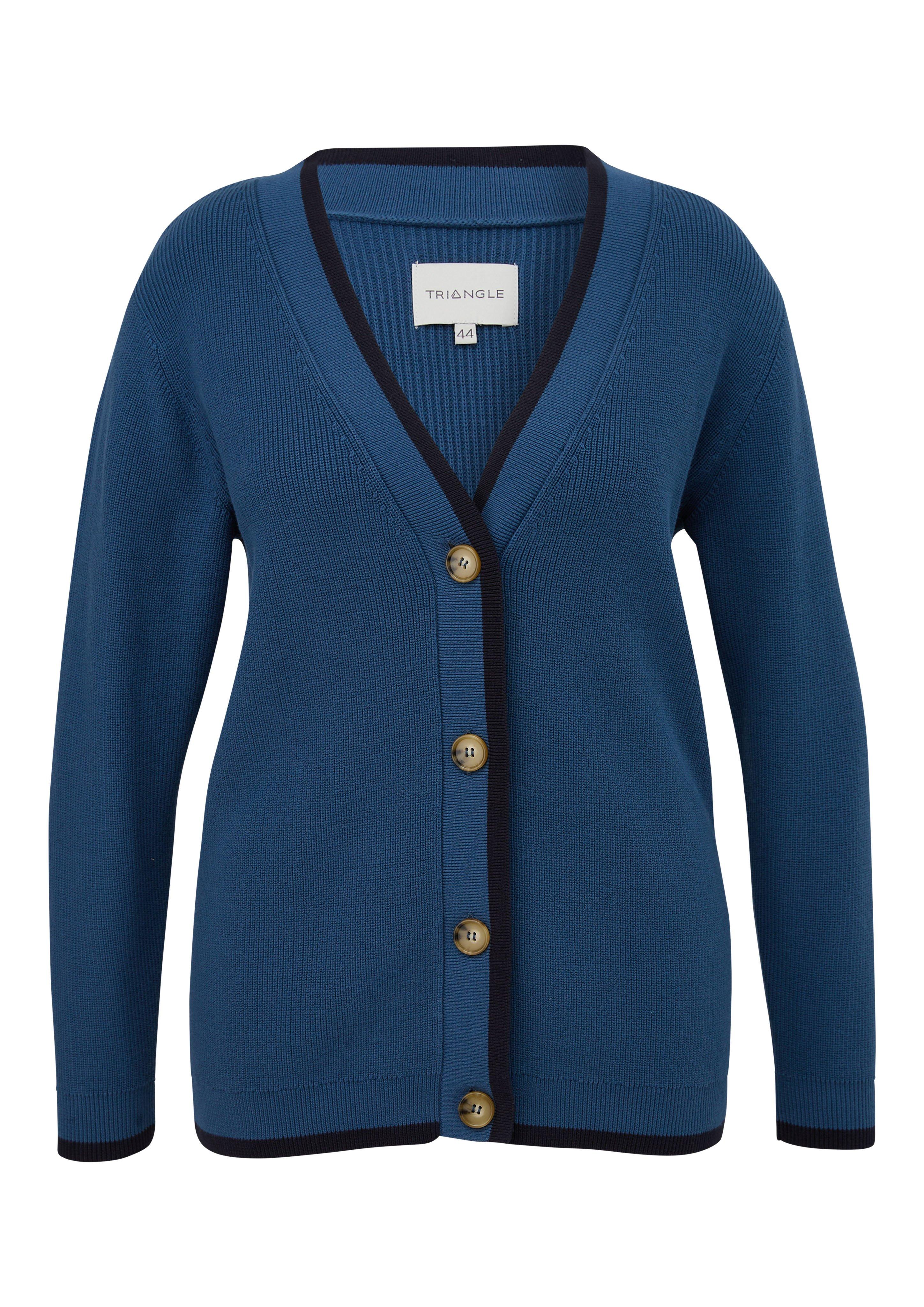 Strickjacke in Rippstruktur mit Kontrastdetails
