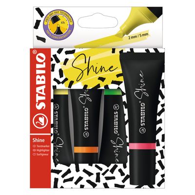 STABILO SHINE - Pack de 4 Surligneurs - couleurs assorties