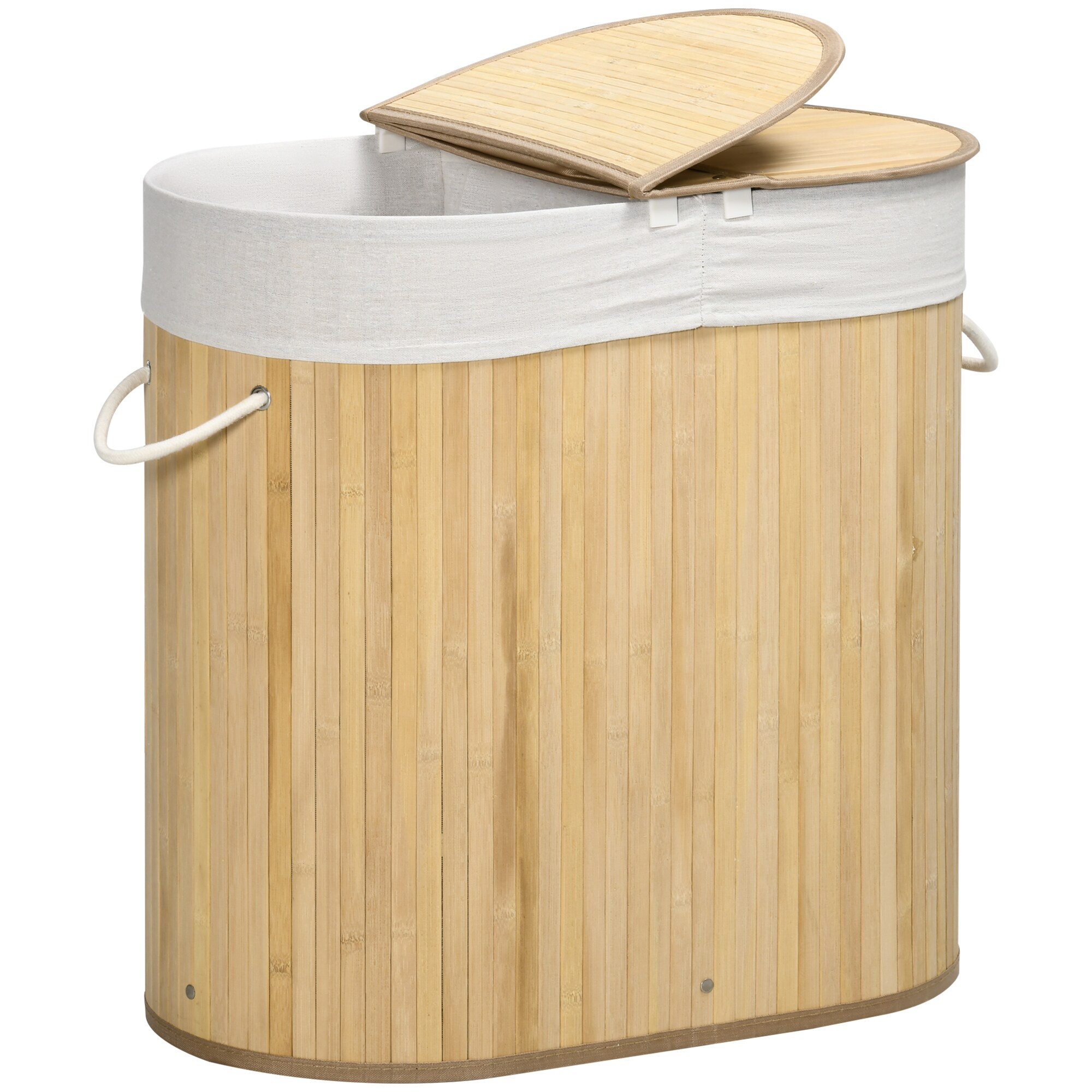 HOMCOM Wäschekorb mit Deckel natur 62,5L x 37B x 60,5H cm