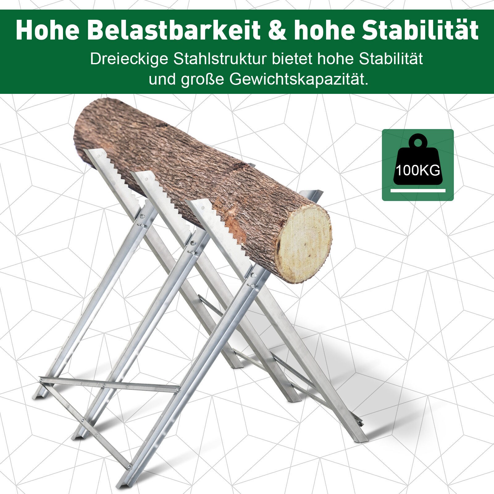 DURHAND Kettensägenbock zusammenklappbar silber 83 x 83 x 79 cm (BxTxH)