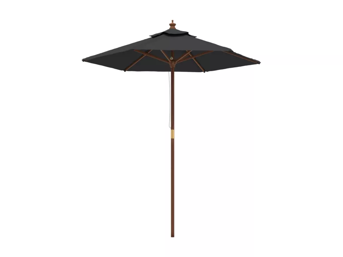 Parasol de jardin avec mât en bois noir 196x231 cm