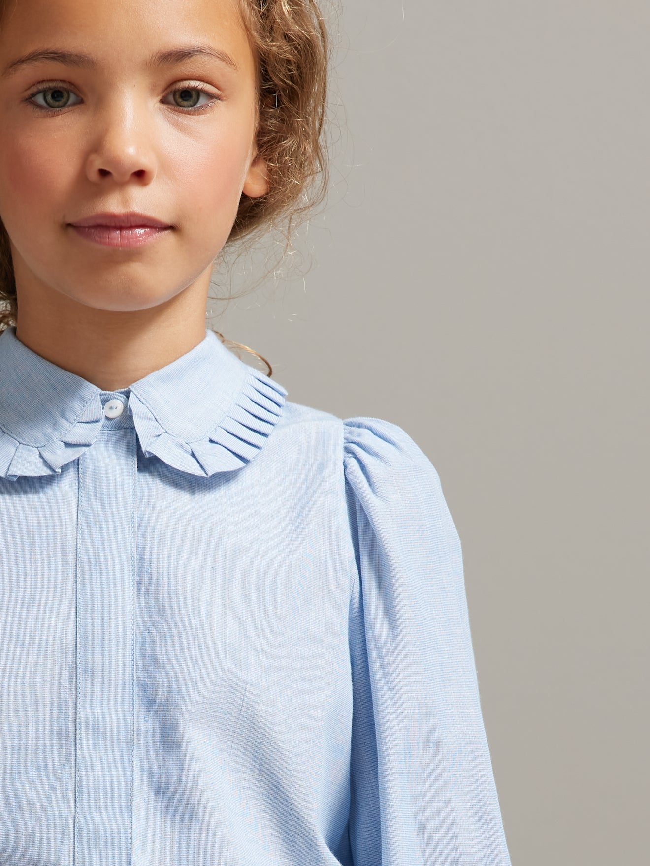 Chemise Fille maxi col plissé