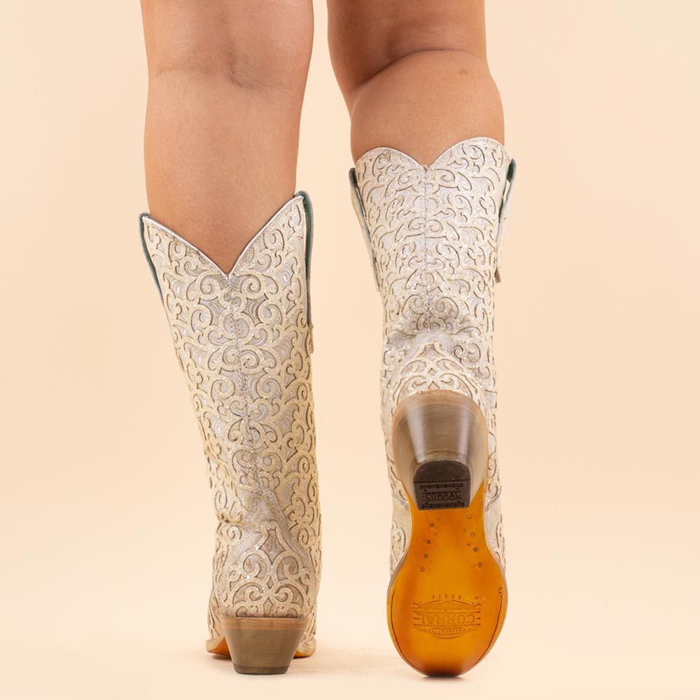 Corral boots C4050 White Glitter Overlay