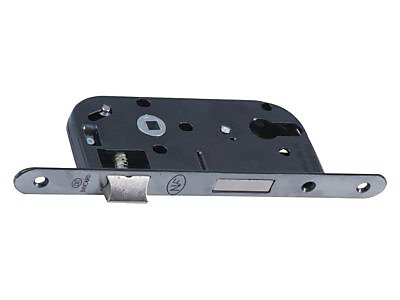 Serrure à encastrer NF pour cylindre européen 40 mm noir bout rond 1/2 tour