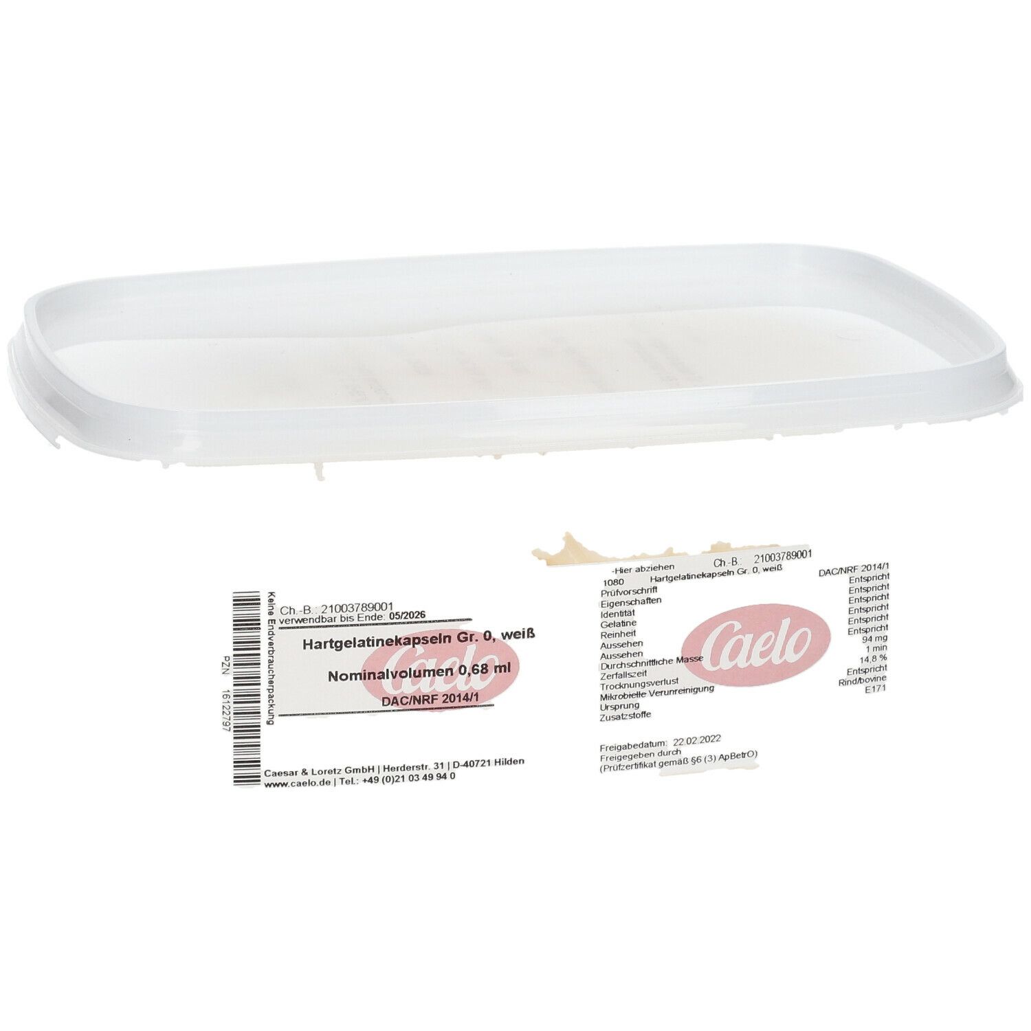 Hartgelatine Kapseln Gr. 0, weiß