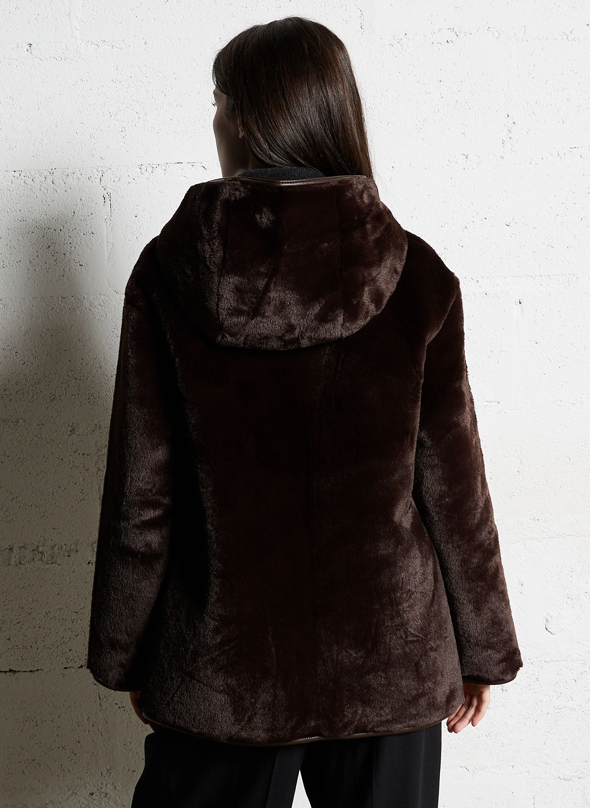 MILORA - Manteau court réversible à capuche| Marron