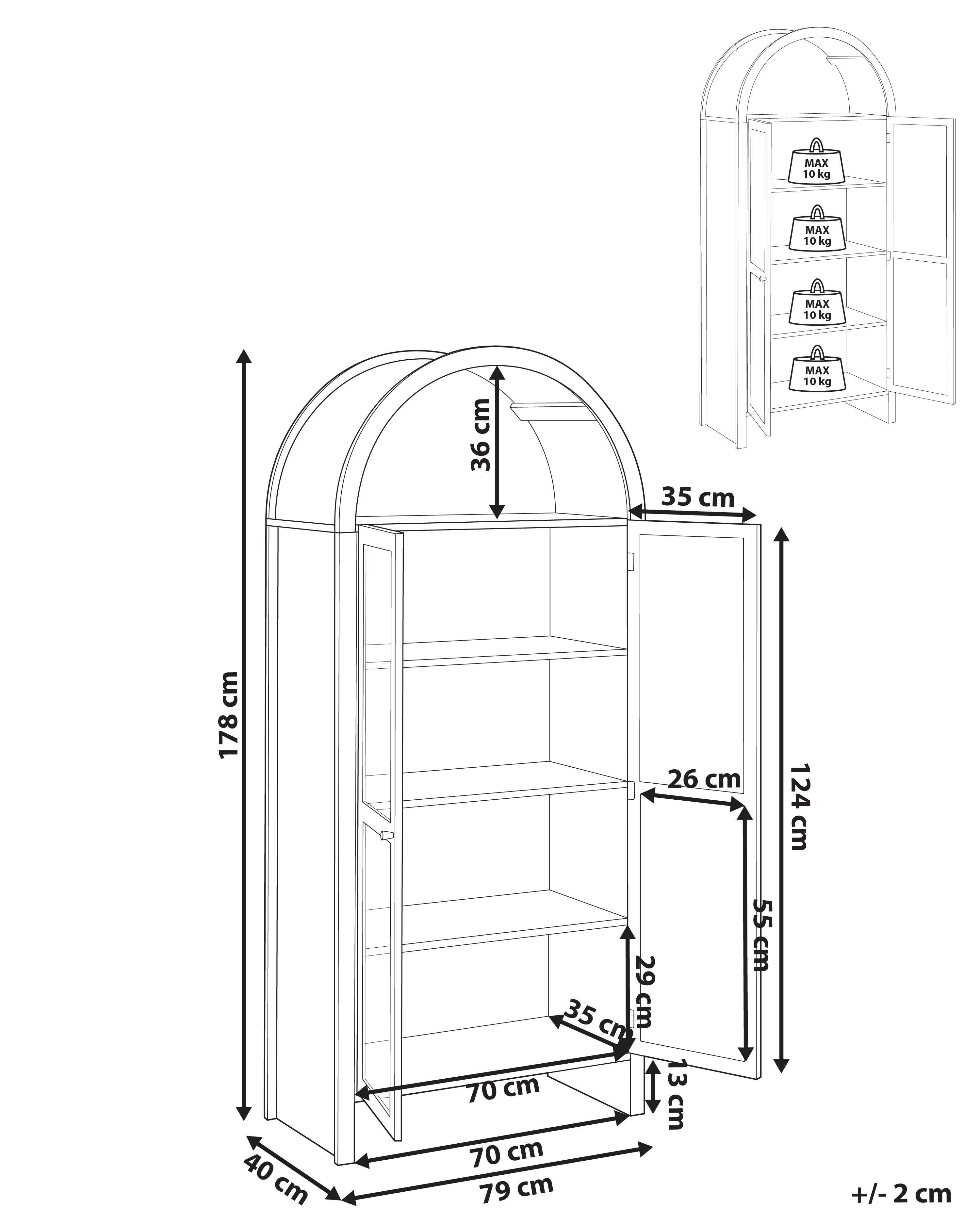 Glazen vitrinekast GLENWOOD 79 cm Lichtbruin