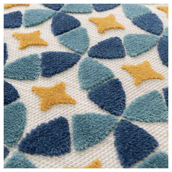 Tapis intérieur et extérieur motif géométrique - ambroise - bleu et jaune - 123 x 170 cm