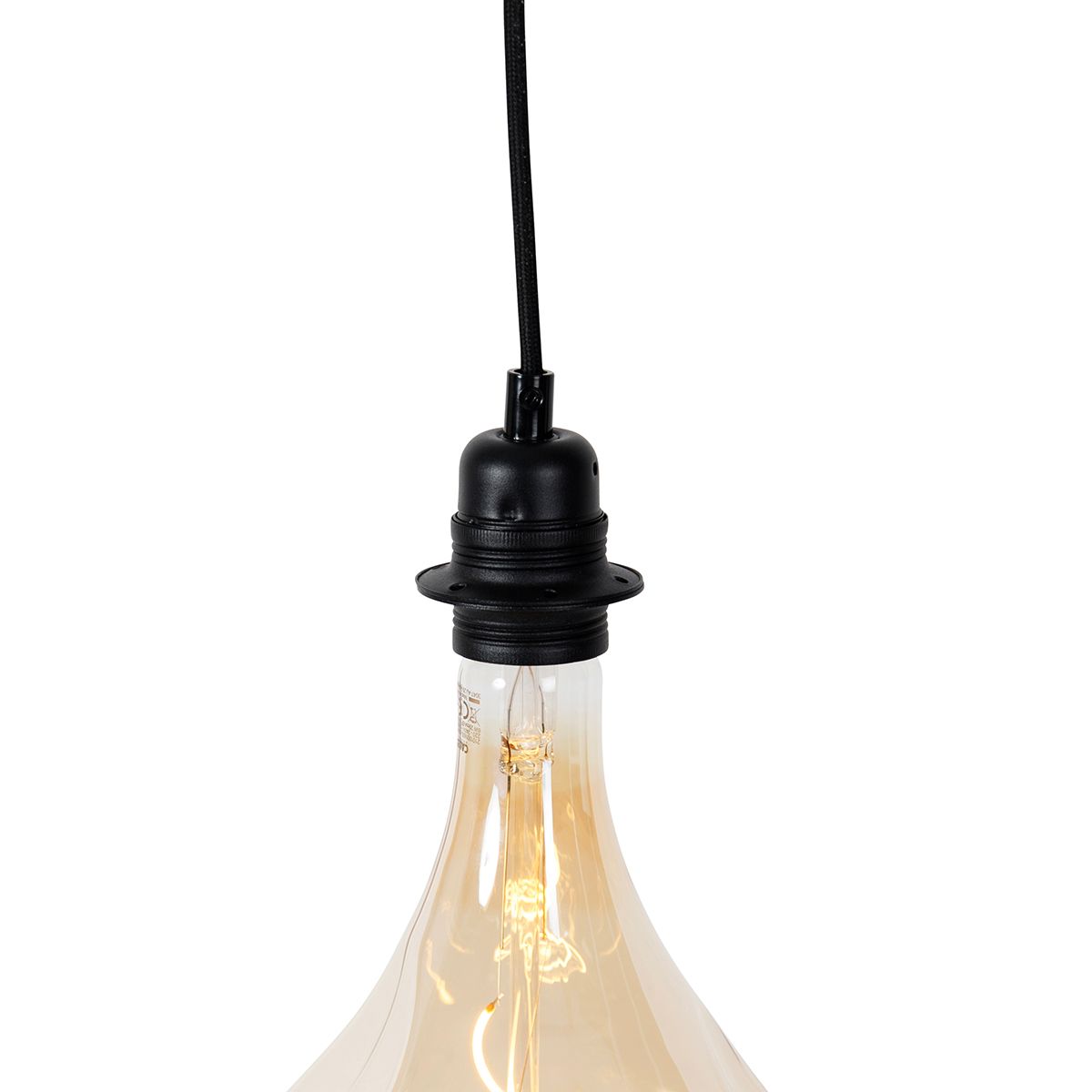 Hanglamp zwart dimbaar incl. LED goud dimbaar - Cava Luxe