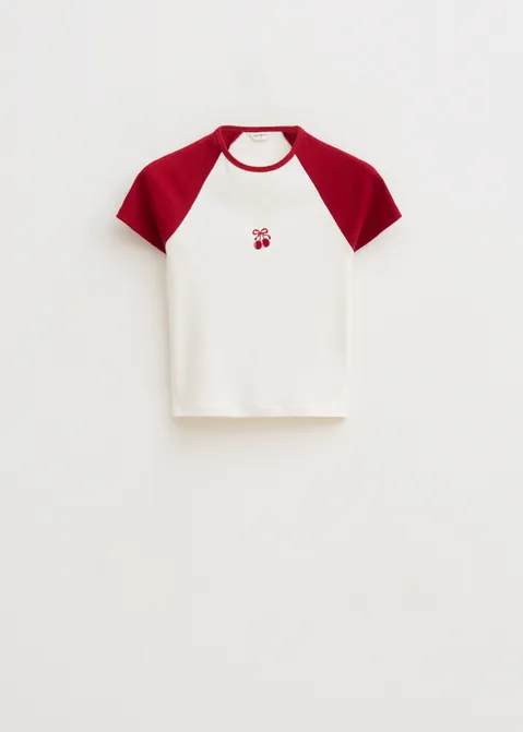 T-shirt met colorblock rood (ROO)
