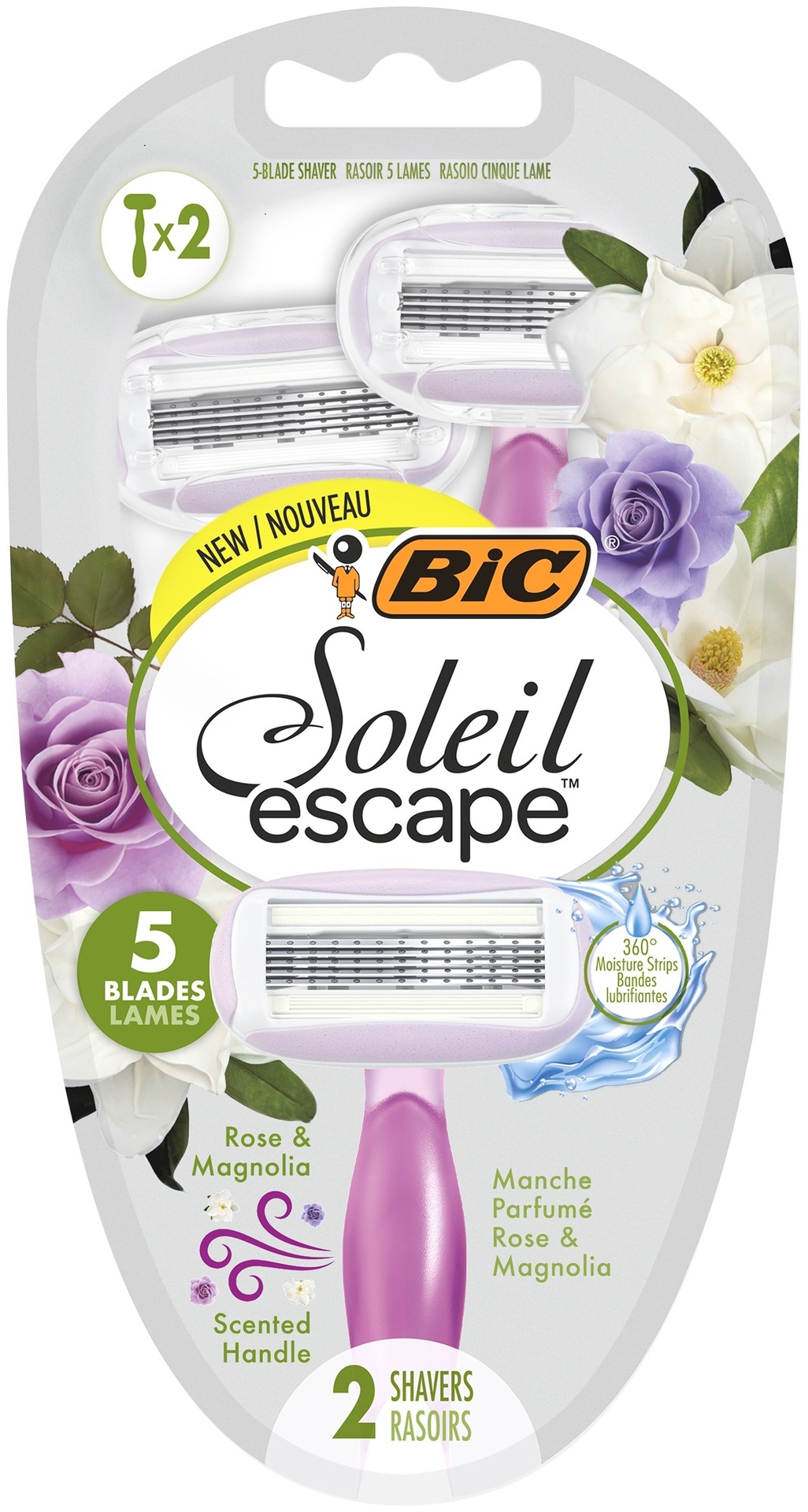 BIC Soleil Escape Rose Magnolia 5-blads Barberhøvel 2pk