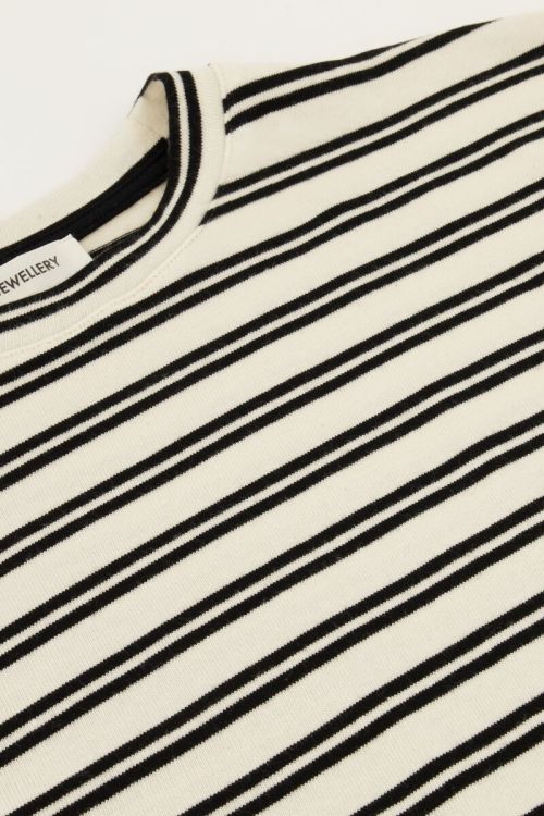 Wit T-shirt met dubbele zwarte strepen