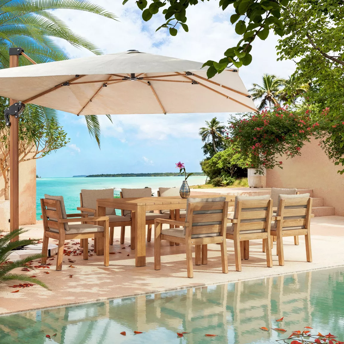 Lot de 2 fauteuils de jardin empilables en bois d'acacia Bornéo Sable