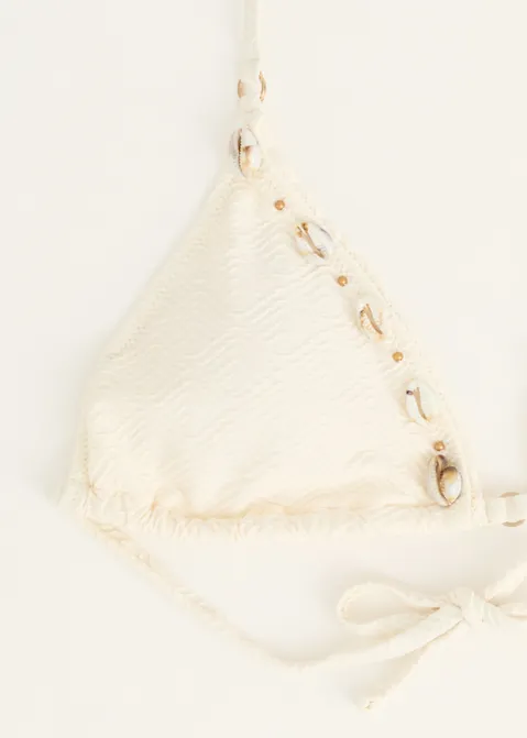 Triangel bikini top met schelpen off-white (ECRU)